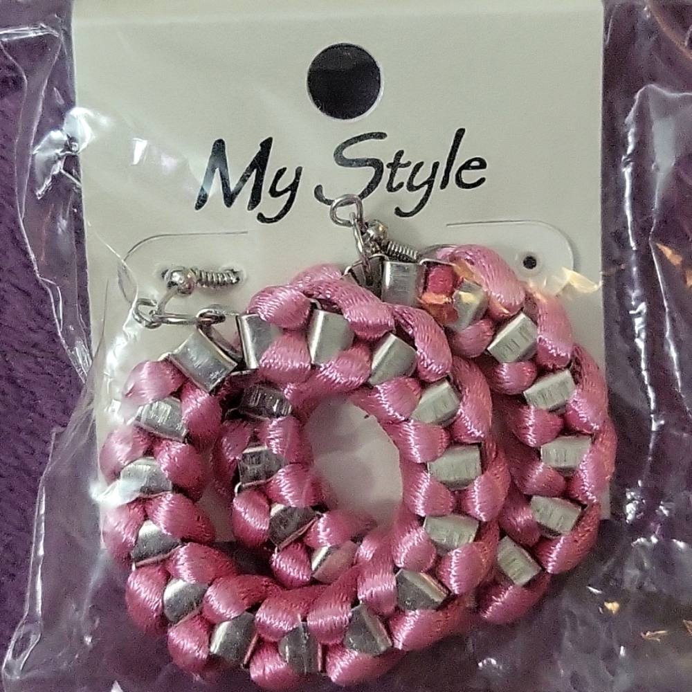 Light Pink Metal Hoop Earrings